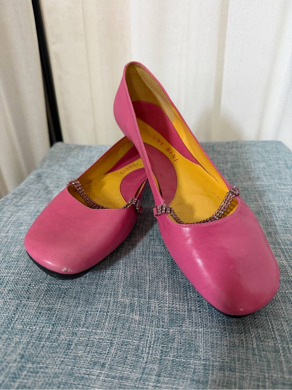 Vintage Gianni Bini Pink Crystal-Trim Ballet Flats